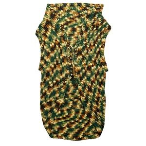 Handmade Crochet Long Cardigan Camo Boho Hippie Button-Front Festival Y2K Circle